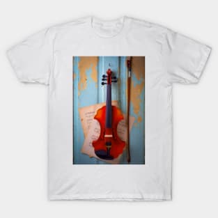 Beautiful Baroque Violin On Old Door T-Shirt